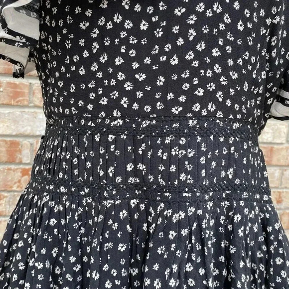 Love Sam Floral One Shoulder Ruffle Tiered Mini Dress Medium Fairygoth Gypsy - Picture 10 of 16